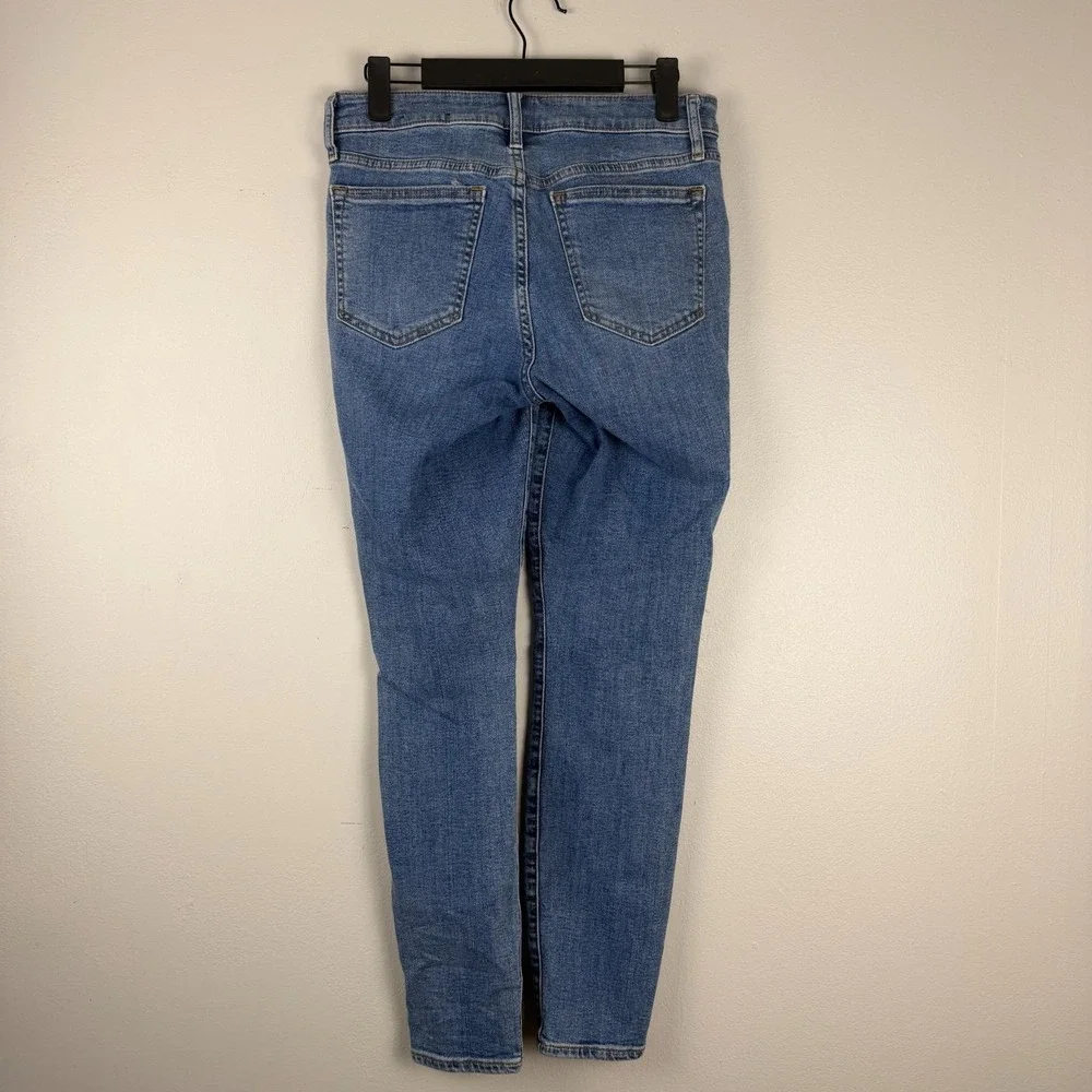 Gap Skinny Jeans Womens 27 (28x27) Blue Denim Mid-Rise Stretch Distressed Casual